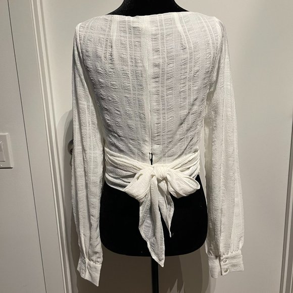 STORIA Wrap Blouse, White, Size S - Picture 3 of 8